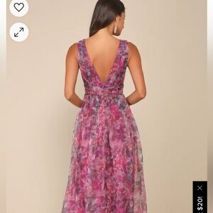 Garden Romance Magenta Floral Print Organza Maxi Dress
Lulus